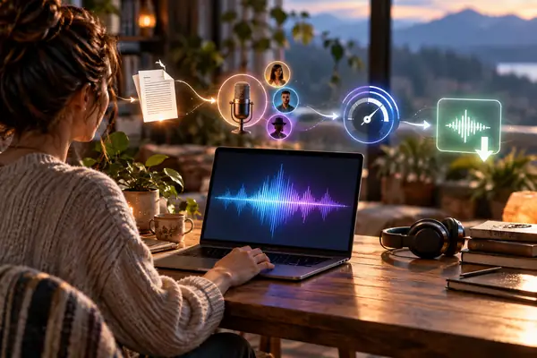 Reading workflow interface with text and voice controls