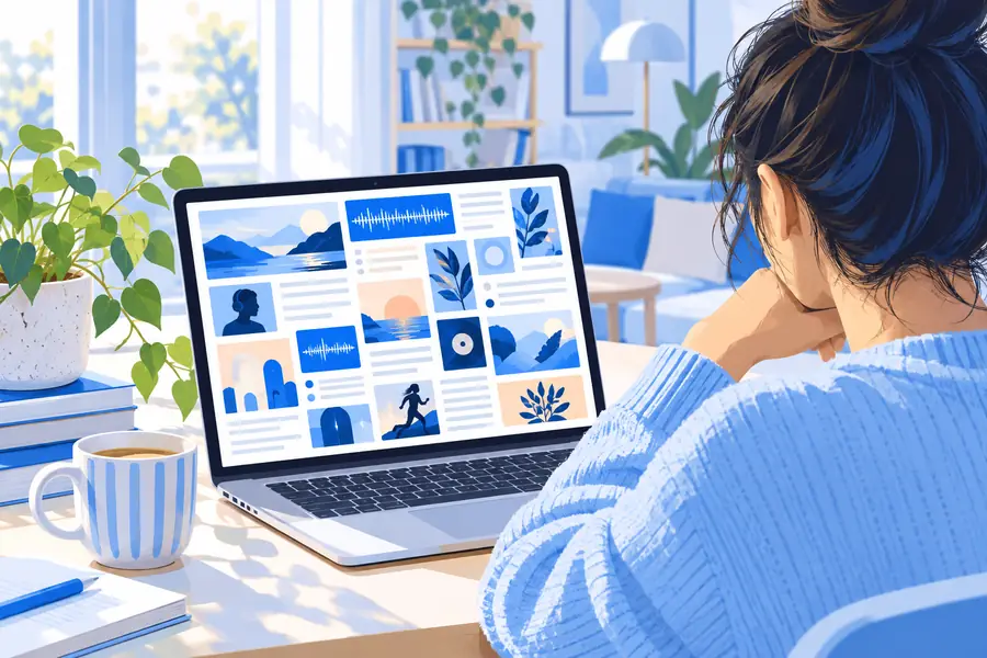 A busy example webpage with multiple visual elements