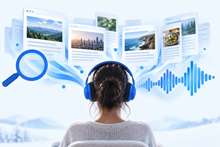 Illustration of someone listening to spoken content