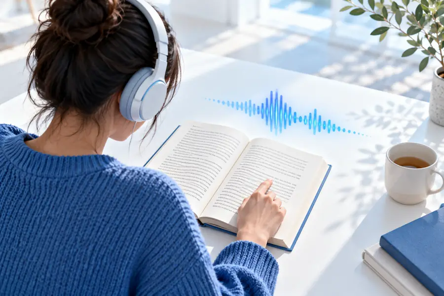 Illustration of a listener studying a passage