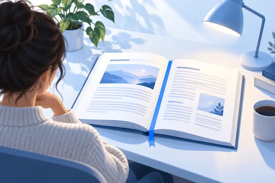 Illustration of a written article presented for reading