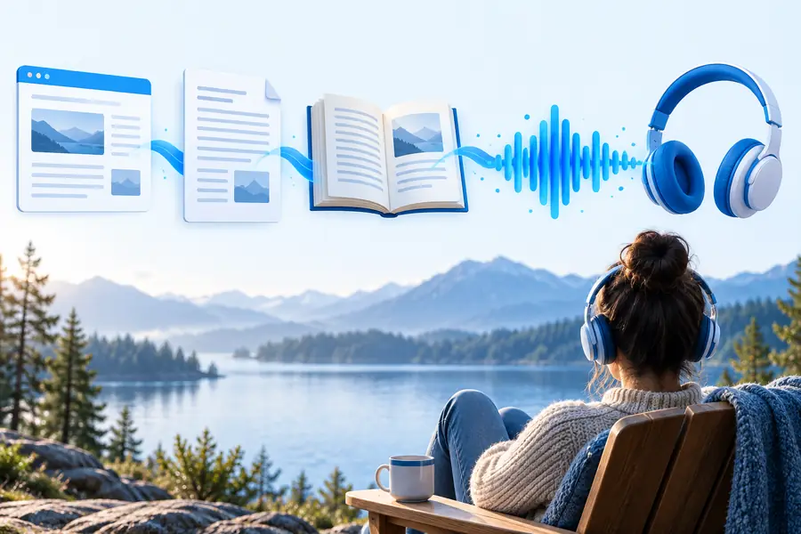 Illustration representing listening to written content
